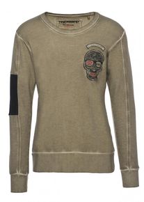 Trueprodigy, Herren Sweatshirt 'Kingdom', Khaki / Rot / Schwarz