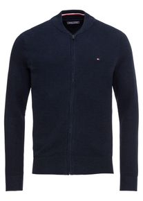 Tommy Hilfiger, Herren Strickjacke 'COTTON LINEN TEXTURE', Dunkelblau