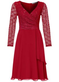 Heine, Damen Spitzenkleid mit Pailletten, Rot