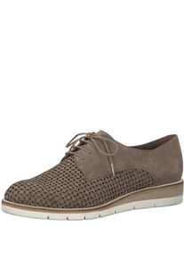 Tamaris, Damen Schn&uuml;rschuh, Beige / Dunkelgrau
