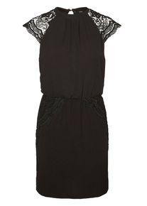 Véro Moda VERO MODA, Damen Spitzen-Kleid mit kurzen Ärmeln, Schwarz