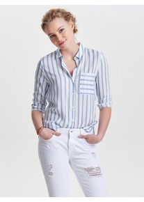 Only, Damen Hemd, Rauchblau / Wei&szlig;
