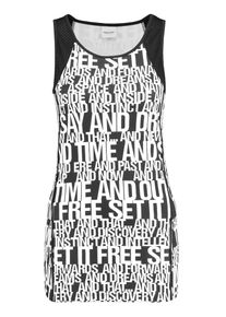 Taifun, Damen T-Shirt Kurzarm Rundhals Tanktop mit Print, Schwarz / Weiß