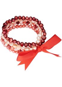 Valero Pearls, Damen Armband mit Süßwasser-Zuchtperlen, Orange / Rot