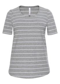 sheego Casual, Damen T-Shirt, Graumeliert / Weiß