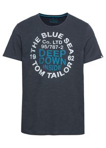Tom Tailor, Herren T-Shirt, Blau / Nachtblau / Weiß