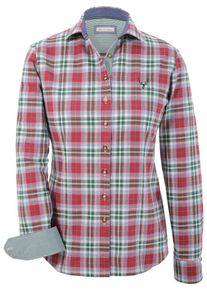 OS-Trachten, Damen Trachtenbluse, Hellblau / Grün / Rostrot