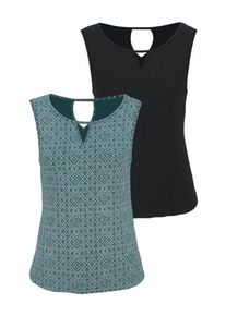 Lascana, Damen Top, Petrol / Schwarz / Weiß