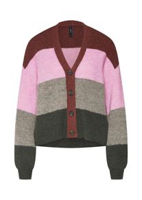 Y.A.S, Damen Colourblocking Strickjacke, Gr&uuml;n / Pink / Rot