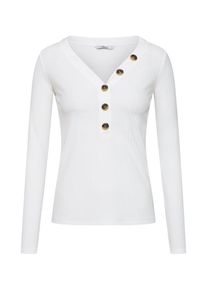 Only, Damen Shirt 'onlMONA L/S BUTTON RIB TOP JRS', Weiß
