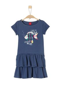 s.Oliver Junior, Mädchen Kleid, Nachtblau / Weiß