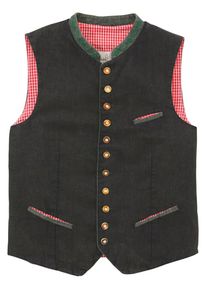 Marjo, Herren Trachtengilet mit besticktem Stehkragen, Schwarz