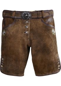 Country Line, Damen Kurze Trachtenlederhose mit Stickerei, Braun