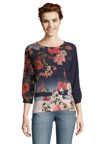 BETTY & CO Betty & Co, Damen Blusenshirt, Ultramarinblau / Hellbraun / Altrosa / Rot