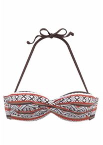 Lascana, Damen Bügel-Bandeau-Top, Braun / Rot / Weiß