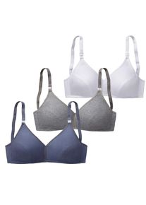 Petite Fleur, Damen Still-BH (3 Stück), Blau / Grau / Weiß