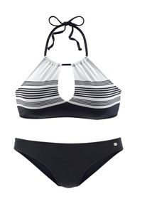 JETTE, Damen Bustier-Bikini, Schwarz / Weiß