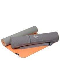 YOGISTAR.COM, Herren Yoga-set Starter Edition - Comfort (yogamatte Pro + Yogatasche Om), Grau / Mandarine