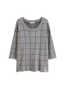 Violeta by Mango, Damen Pullover 'Contrast', Graumeliert / Schwarz