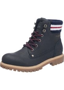 Tom Tailor, Damen Schn&uuml;rstiefel, Kobaltblau / Merlot / Wei&szlig;