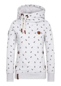 Naketano, Damen Sweatshirt 'Guts over Fear', Graumeliert / Schwarz