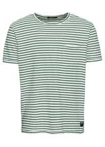 Replay, Herren Streifenshirt, Grün / Weiß