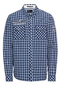 CAMP DAVID, Herren Hemd 'Shirt 1/1 check', Navy / Weiß