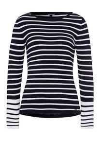 More & More MORE & MORE, Damen Pullover 'Striped Knit Active', Marine / Wei&szlig;