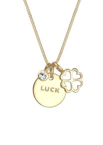Elli, Damen Halskette 'Kleeblatt & Luck', Gold