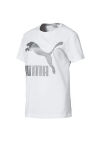 Puma, Damen T-Shirt 'Classics', Silbergrau / Wei&szlig;