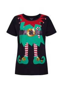 New Look, Damen Shirt 'XMAS ELF DRESS UP TEE', Smaragd / Blutrot / Schwarz
