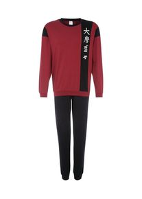 Le Jogger, Herren Pyjama, Rubinrot / Schwarz