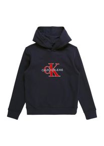 Calvin Klein Jeans, Sweatshirt 'MONOGRAM TERRY HOODIE', Dunkelblau / Rot