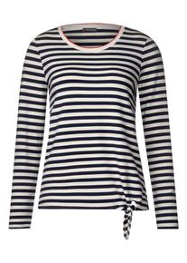 Street One, Damen Shirt, Kobaltblau / Weiß