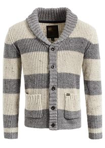 Khujo, Herren Strickjacke 'CLEON', Graumeliert / Naturweiß