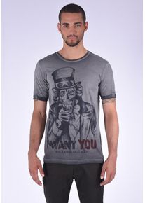 Kaporal5 Kaporal, Herren T-Shirt mit coolem Totenkopf-Print, Grau