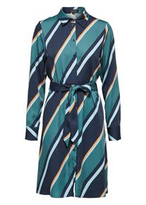 Selected Femme, Damen Kleid, Hellblau / Dunkelblau / Petrol / Orange