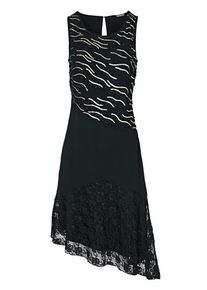 Heine, Damen Cocktailkleid mit Spitze und Pailletten, Schwarz