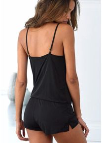 Lascana, Damen Jumpsuit mit Spitzedetails und verstellbaren Tr&auml;gern, Schwarz
