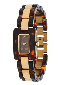 Esprit, Damen Armbanduhr 'Desert Tortoise' in elegantem Design ES106492004, Braun / Gold