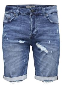 Only & Sons Only & Sons, Herren Bull blue damage Jeansshorts, Blau