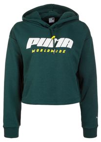 Puma, Damen Hoodie 'TZ', Gelb / Dunkelgrün / Weiß