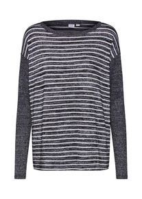 GAP, Damen Pullover 'LS SFTSPN BOATNECK STR', Basaltgrau / Weiß