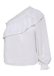 Only, Damen One Shoulder Oberteil mit langen Ärmeln, Weiß