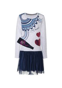 Desigual, Mädchen Kleid, Dunkelblau / Graumeliert / Pink