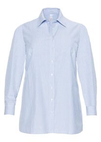 sheego Casual, Damen Longbluse, Hellblau / Weiß