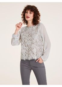 Heine, Damen Spitzenbluse, Silbergrau