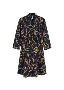 Mango, Damen Kleid 'Chain', Nachtblau / Goldgelb