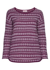 sheego Casual, Damen Pullover, Beere / Wei&szlig;