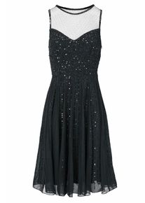 Heine, Damen Cocktailkleid mit Pailletten, Schwarz